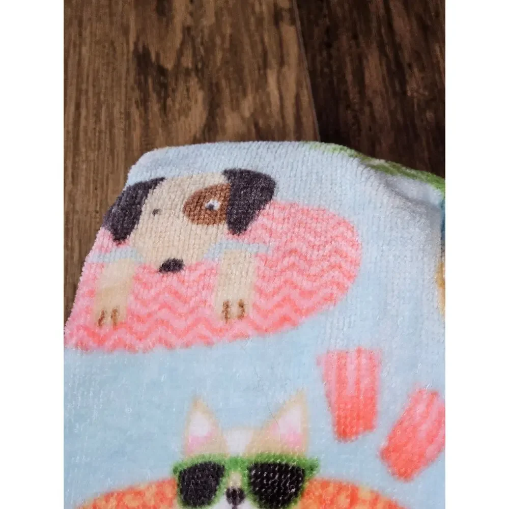 Cynthia Rowley Summer Kitchen Towels Dogs Floating in Pool Super Cute Set of 3